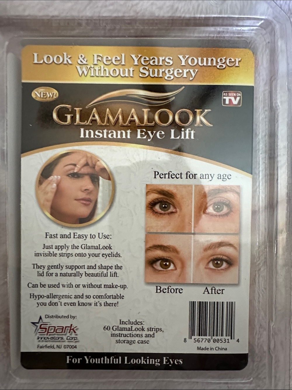 4 for $10 Glamalook Instant Eye Lift Strips - Cream/Gold - Picture 3 of 3